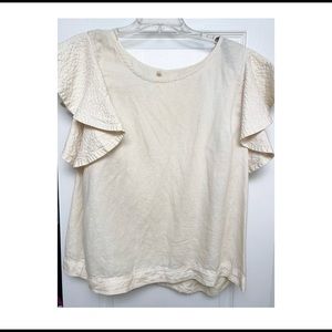 Lou and Grey Flutter Sleeve Linen Top- Size L